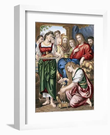 Mary Magdalene Anointing the Feet of Jesus, C1860-null-Framed Giclee Print