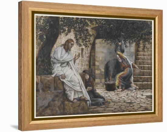 Mary Magdalene at the Feet of Jesus, Illustration from 'The Life of Our Lord Jesus Christ', 1886-94-James Tissot-Framed Premier Image Canvas