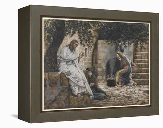 Mary Magdalene at the Feet of Jesus, Illustration from 'The Life of Our Lord Jesus Christ', 1886-94-James Tissot-Framed Premier Image Canvas