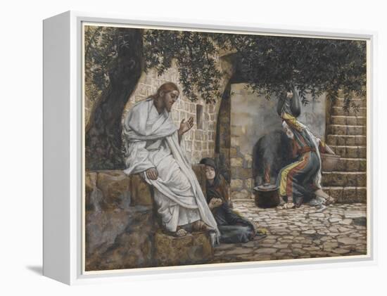 Mary Magdalene at the Feet of Jesus, Illustration from 'The Life of Our Lord Jesus Christ', 1886-94-James Tissot-Framed Premier Image Canvas