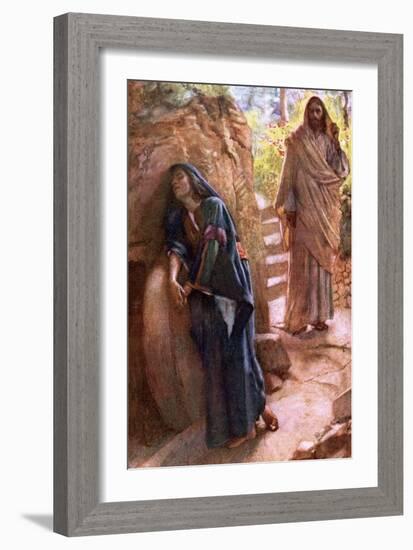 Mary Magdalene at the Sepulchre-Harold Copping-Framed Premium Giclee Print