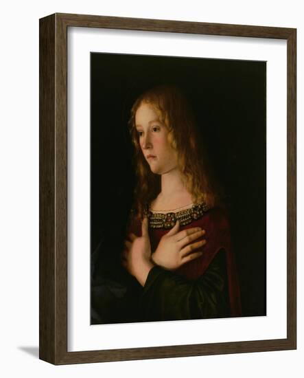 Mary Magdalene, Detail from the Virgin and Child with St. Catherine and Mary Magdalene, circa 1500-Giovanni Bellini-Framed Giclee Print