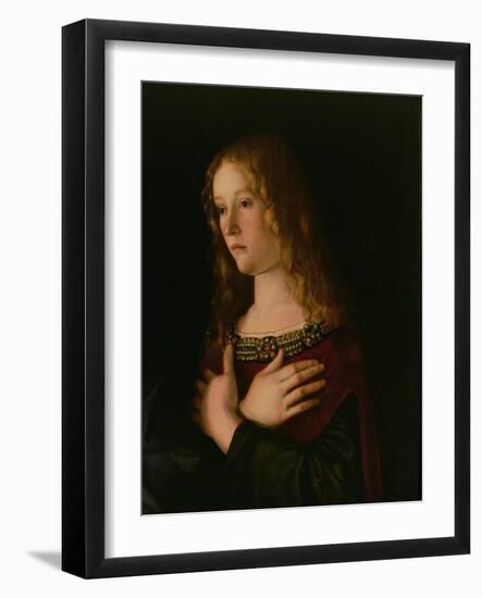 Mary Magdalene, Detail from the Virgin and Child with St. Catherine and Mary Magdalene, circa 1500-Giovanni Bellini-Framed Giclee Print