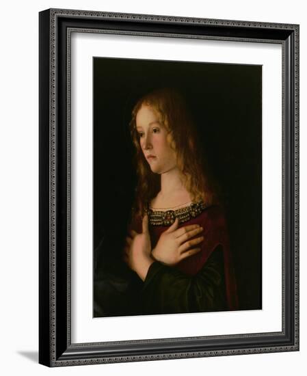 Mary Magdalene, Detail from the Virgin and Child with St. Catherine and Mary Magdalene, circa 1500-Giovanni Bellini-Framed Giclee Print