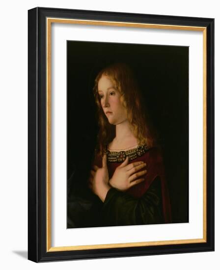 Mary Magdalene, Detail from the Virgin and Child with St. Catherine and Mary Magdalene, circa 1500-Giovanni Bellini-Framed Giclee Print