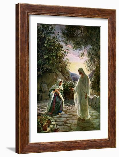 Mary Magdalene speaks to the risen Jesus - Bible-William Brassey Hole-Framed Giclee Print
