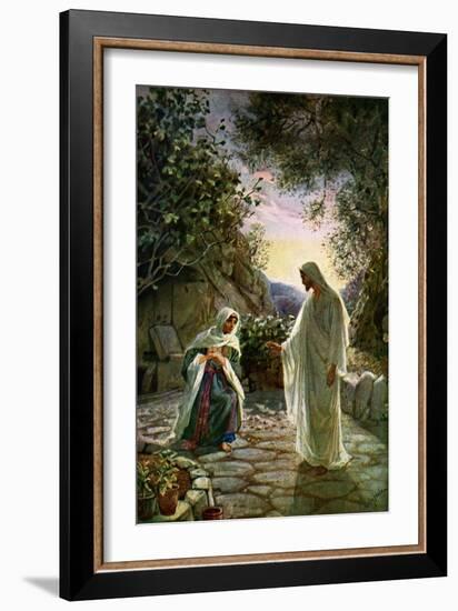 Mary Magdalene speaks to the risen Jesus - Bible-William Brassey Hole-Framed Giclee Print