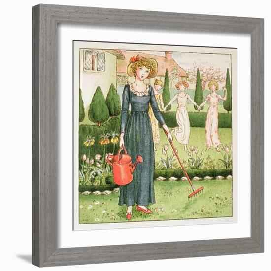 Mary, Mary, Quite Contrary, from 'April Baby's Book of Tunes' 1900-Kate Greenaway-Framed Giclee Print