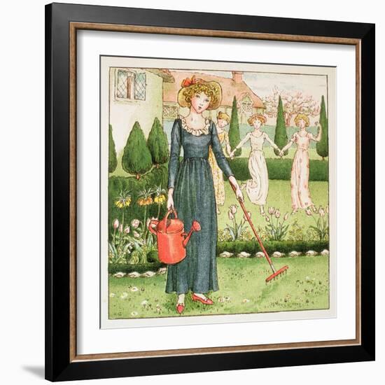 Mary, Mary, Quite Contrary, from 'April Baby's Book of Tunes' 1900-Kate Greenaway-Framed Giclee Print