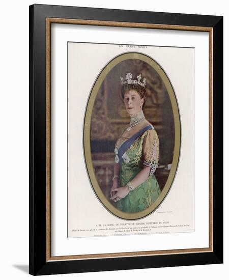 Mary, Queen of George V, Wearing a Crown with the Koh-I-Noor Diamond Set in the Centre-null-Framed Photographic Print