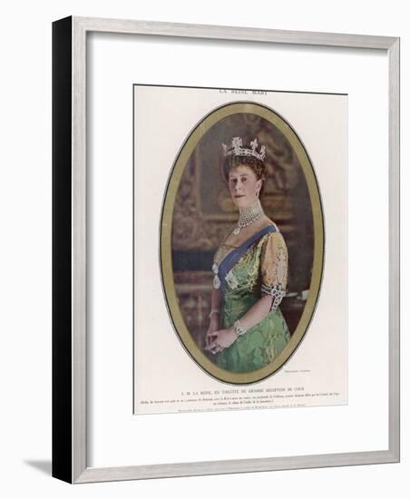Mary, Queen of George V, Wearing a Crown with the Koh-I-Noor Diamond Set in the Centre-null-Framed Photographic Print