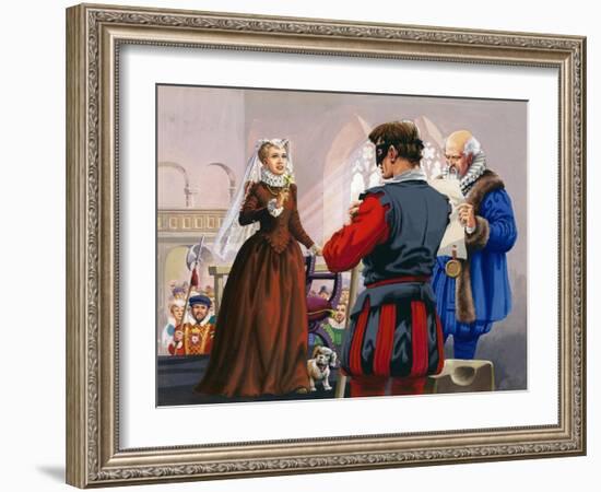 Mary Queen of Scots About to Be Beheaded at Fotheringay Castle-Pat Nicolle-Framed Giclee Print