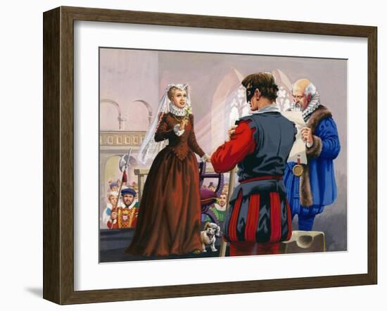 Mary Queen of Scots About to Be Beheaded at Fotheringay Castle-Pat Nicolle-Framed Giclee Print