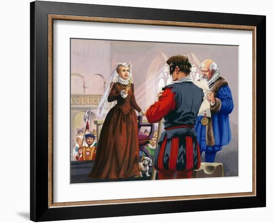 Mary Queen of Scots About to Be Beheaded at Fotheringay Castle-Pat Nicolle-Framed Giclee Print