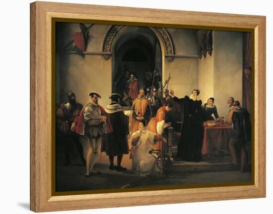 Mary Queen of Scots Protesting Her Innocence before Sheriffs as Her Death Sentence Is Read Out-Francesco Hayez-Framed Premier Image Canvas