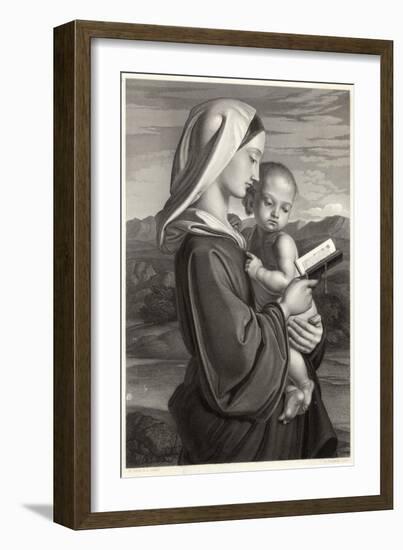 Mary Reads a Prayer Book While Jesus Watches-Vernon-Framed Art Print