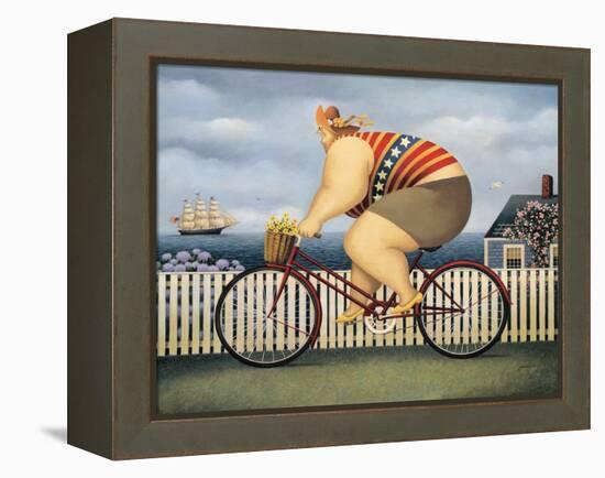 Mary’s New Bike-Lowell Herrero-Framed Stretched Canvas