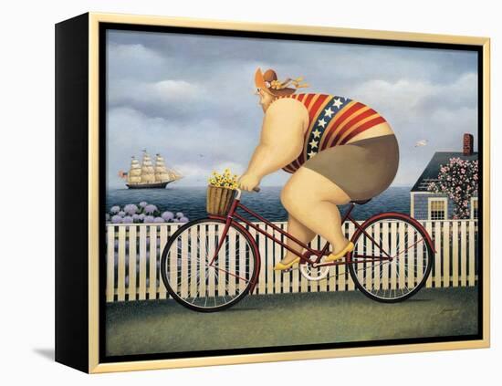 Mary’s New Bike-Lowell Herrero-Framed Stretched Canvas