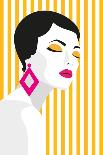 Fashion Girl. Bold, Minimal Style. Pop Art. Opart, Positive Negative Space and Colour. Trendy Strip-mary_stocker-Mounted Art Print