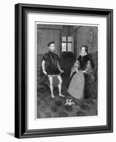 Mary Tudor Catholic Queen of England with Her Husband Philip II of Spain-Joseph Brown-Framed Art Print