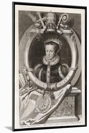 Mary Tudor Catholic Queen of England with the Motto Truth is the Daughter of Time-George Vertue-Mounted Art Print