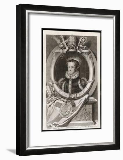 Mary Tudor Catholic Queen of England with the Motto Truth is the Daughter of Time-George Vertue-Framed Art Print