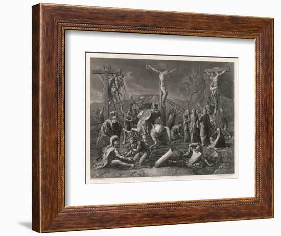 Mary Watches Soldiers Play Dice Jesus and His Companions Slowly Die-Egleton-Framed Art Print