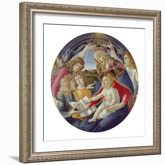 Mary with Child and Five Angels (Madonna Del Magnificat). Tondo, about 1481-Sandro Botticelli-Framed Giclee Print