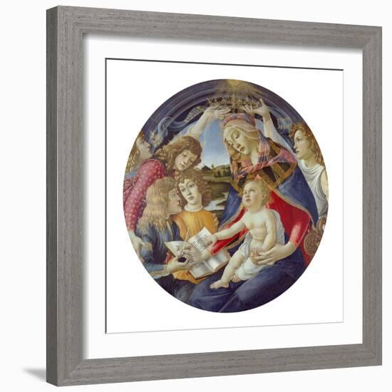 Mary with Child and Five Angels (Madonna Del Magnificat). Tondo, about 1481-Sandro Botticelli-Framed Giclee Print