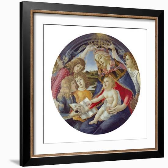 Mary with Child and Five Angels (Madonna Del Magnificat). Tondo, about 1481-Sandro Botticelli-Framed Giclee Print