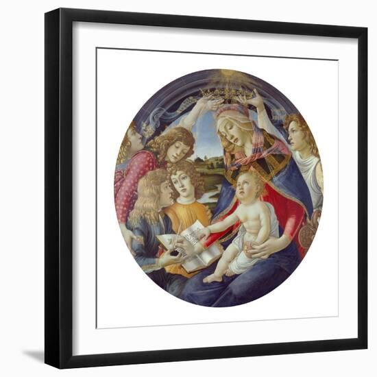 Mary with Child and Five Angels (Madonna Del Magnificat). Tondo, about 1481-Sandro Botticelli-Framed Giclee Print