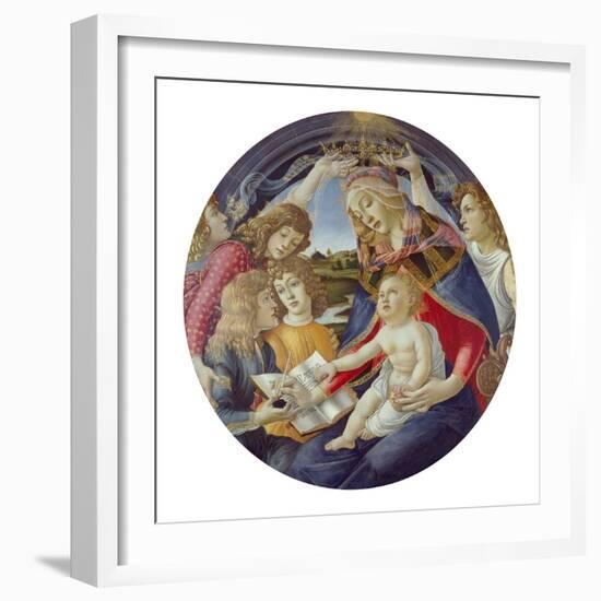 Mary with Child and Five Angels (Madonna Del Magnificat). Tondo, about 1481-Sandro Botticelli-Framed Giclee Print