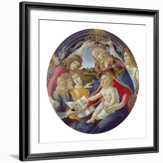 Mary with Child and Five Angels (Madonna Del Magnificat). Tondo, about 1481-Sandro Botticelli-Framed Giclee Print