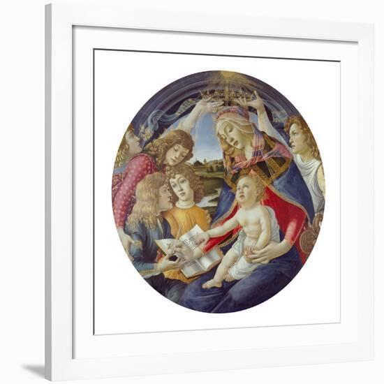 Mary with Child and Five Angels (Madonna Del Magnificat). Tondo, about 1481-Sandro Botticelli-Framed Giclee Print