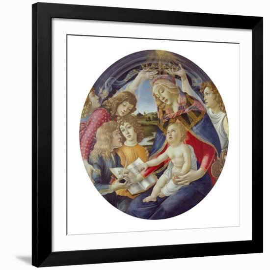 Mary with Child and Five Angels (Madonna Del Magnificat). Tondo, about 1481-Sandro Botticelli-Framed Giclee Print