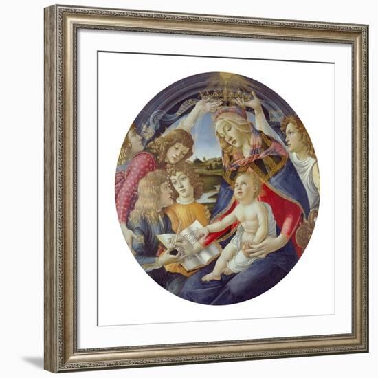 Mary with Child and Five Angels (Madonna Del Magnificat). Tondo, about 1481-Sandro Botticelli-Framed Giclee Print