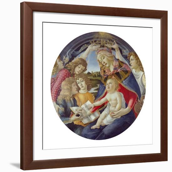 Mary with Child and Five Angels (Madonna Del Magnificat). Tondo, about 1481-Sandro Botticelli-Framed Giclee Print