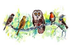 Squirrel Eats. Decoration with Wildlife Scene. Pattern from Forest Inhabitant. Watercolor Hand Draw-Marya Kutuzova-Art Print