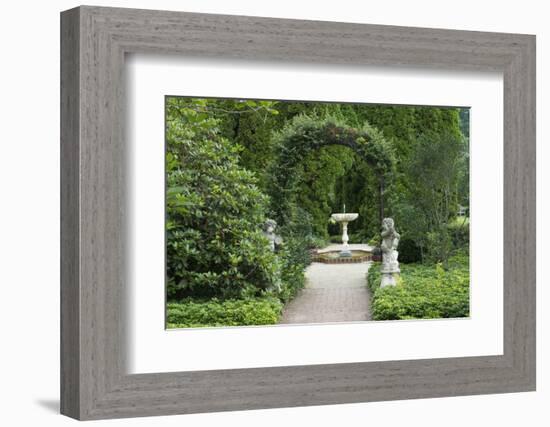 Maryland, Beautiful Sculptures and Hedges Surround a Fountain in an Elegant Garden-Bill Bachmann-Framed Photographic Print