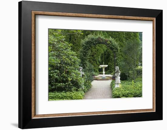 Maryland, Beautiful Sculptures and Hedges Surround a Fountain in an Elegant Garden-Bill Bachmann-Framed Photographic Print