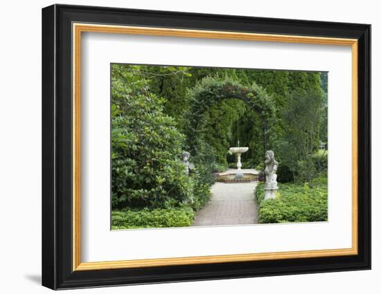 Maryland, Beautiful Sculptures and Hedges Surround a Fountain in an Elegant Garden-Bill Bachmann-Framed Photographic Print