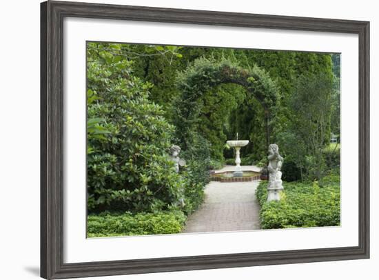 Maryland, Beautiful Sculptures and Hedges Surround a Fountain in an Elegant Garden-Bill Bachmann-Framed Photographic Print