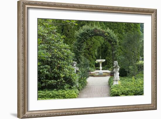 Maryland, Beautiful Sculptures and Hedges Surround a Fountain in an Elegant Garden-Bill Bachmann-Framed Photographic Print