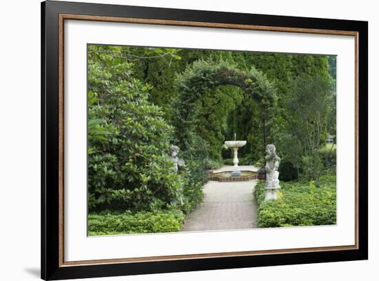 Maryland, Beautiful Sculptures and Hedges Surround a Fountain in an Elegant Garden-Bill Bachmann-Framed Photographic Print