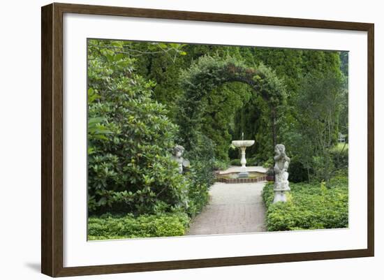 Maryland, Beautiful Sculptures and Hedges Surround a Fountain in an Elegant Garden-Bill Bachmann-Framed Photographic Print