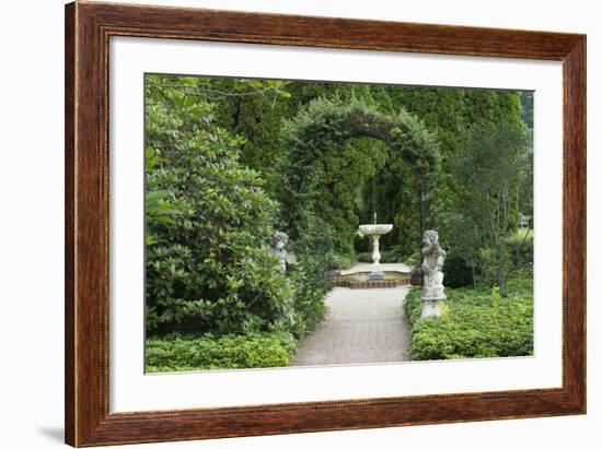 Maryland, Beautiful Sculptures and Hedges Surround a Fountain in an Elegant Garden-Bill Bachmann-Framed Photographic Print