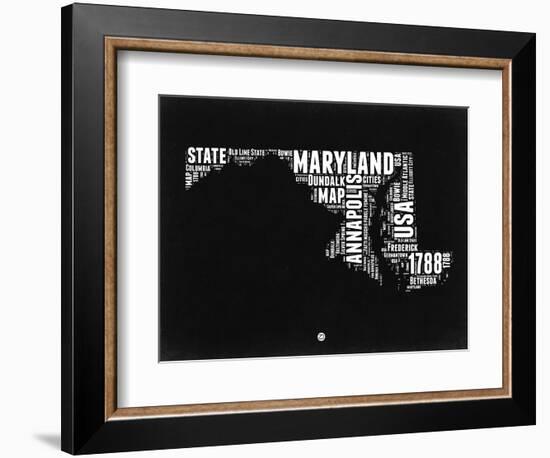 Maryland Black and White Map-NaxArt-Framed Art Print