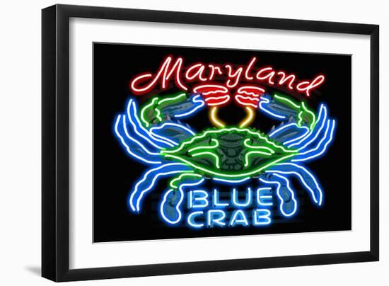 Maryland - Blue Crab Neon Sign-Lantern Press-Framed Art Print