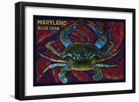 Maryland - Blue Crab Paper Mosaic-Lantern Press-Framed Art Print