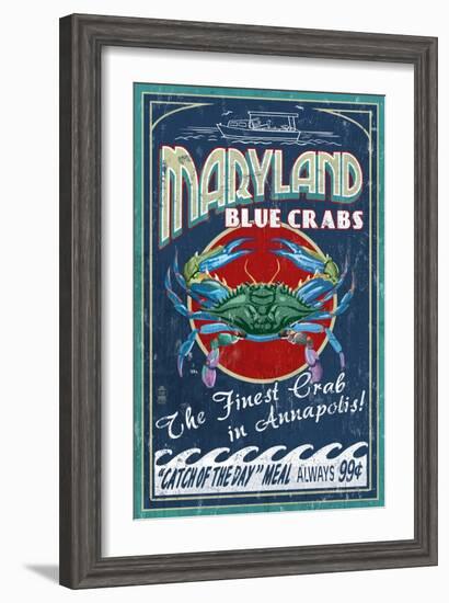 Maryland Blue Crabs - Annapolis-Lantern Press-Framed Art Print